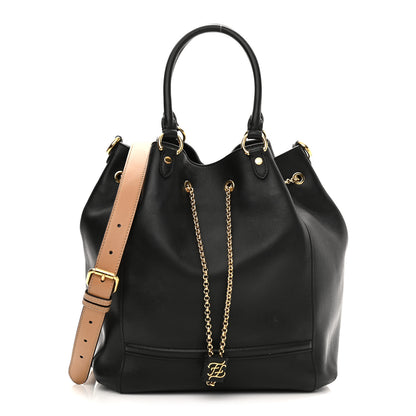 Fendi Vitello Grace King Karligraphy Chain Bucket Bag Black Bisquit 1 of 12