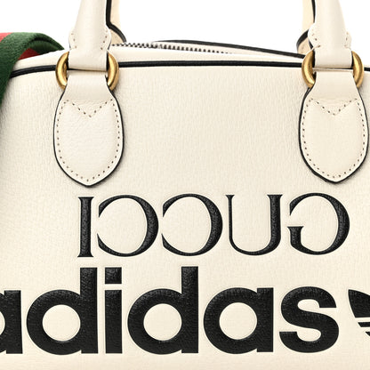Gucci X ADIDAS Textured Dollar Calfskin Web Trefoil Logo Embossed Mini Bowling Bag Off White 8 of 14