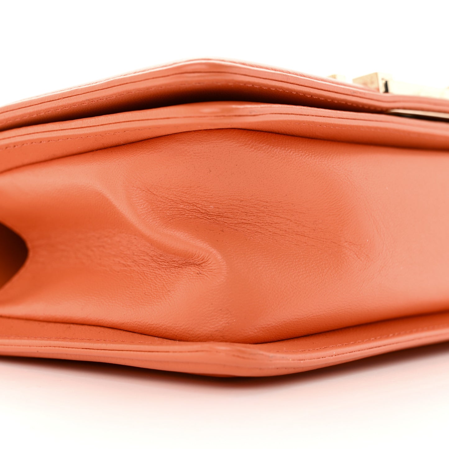 Lambskin Quilted Small Boy Flap Orange
