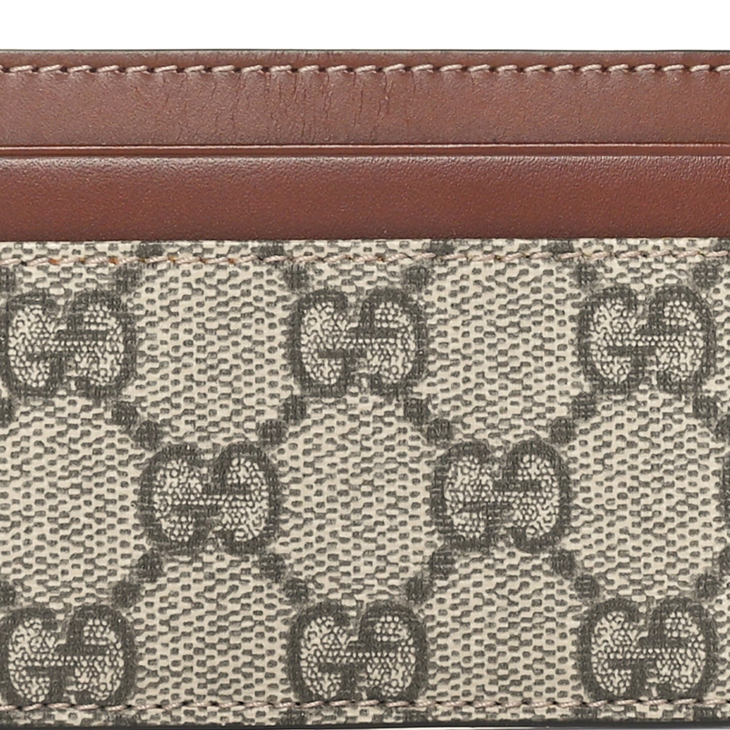 GG Supreme Monogram Calfskin Card Holder Beige Ebony Cuir