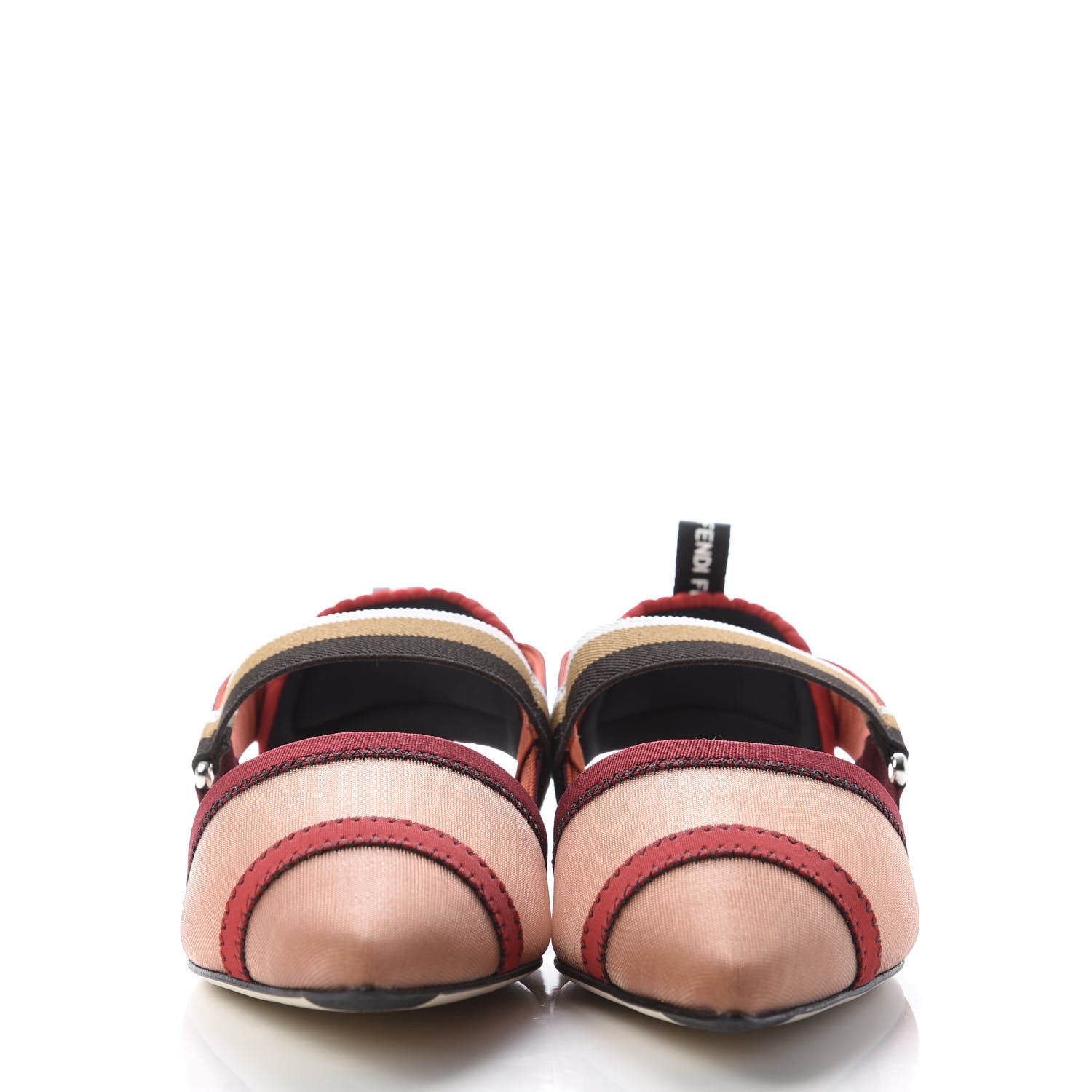 Fendi Technical Mesh Colibri Slingback Ballerina Flats 40 Fragola Mou Fango Ruggine 2 of 9