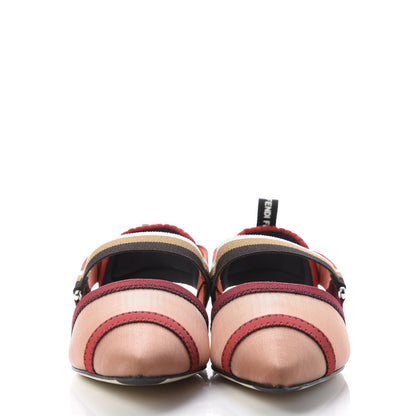 Fendi Technical Mesh Colibri Slingback Ballerina Flats 40 Fragola Mou Fango Ruggine 2 of 9