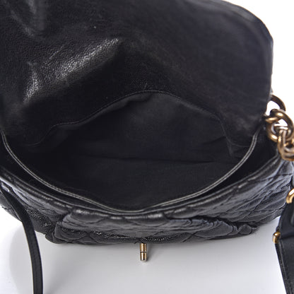 Chanel Crumpled Grained Calfskin Medium Coco Pleats Messenger Flap Black 5 of 9