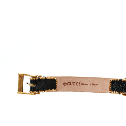 Gucci Metal Calfskin Crystal Double G Bracelet Black 5 of 5