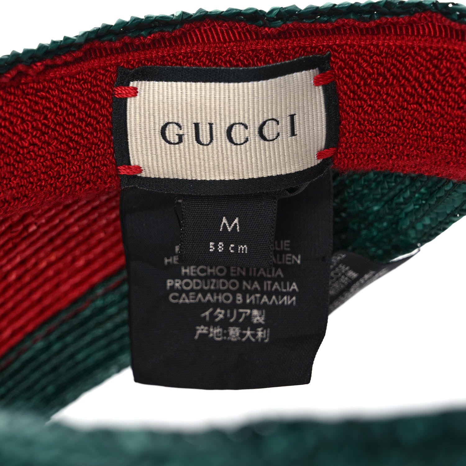 Gucci Raffia Web Visor M Green Red 8 of 11