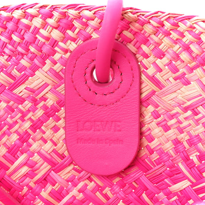 Loewe Iraca Palm Calfskin Small Anagram Basket Bag Fuchsia 6 of 10