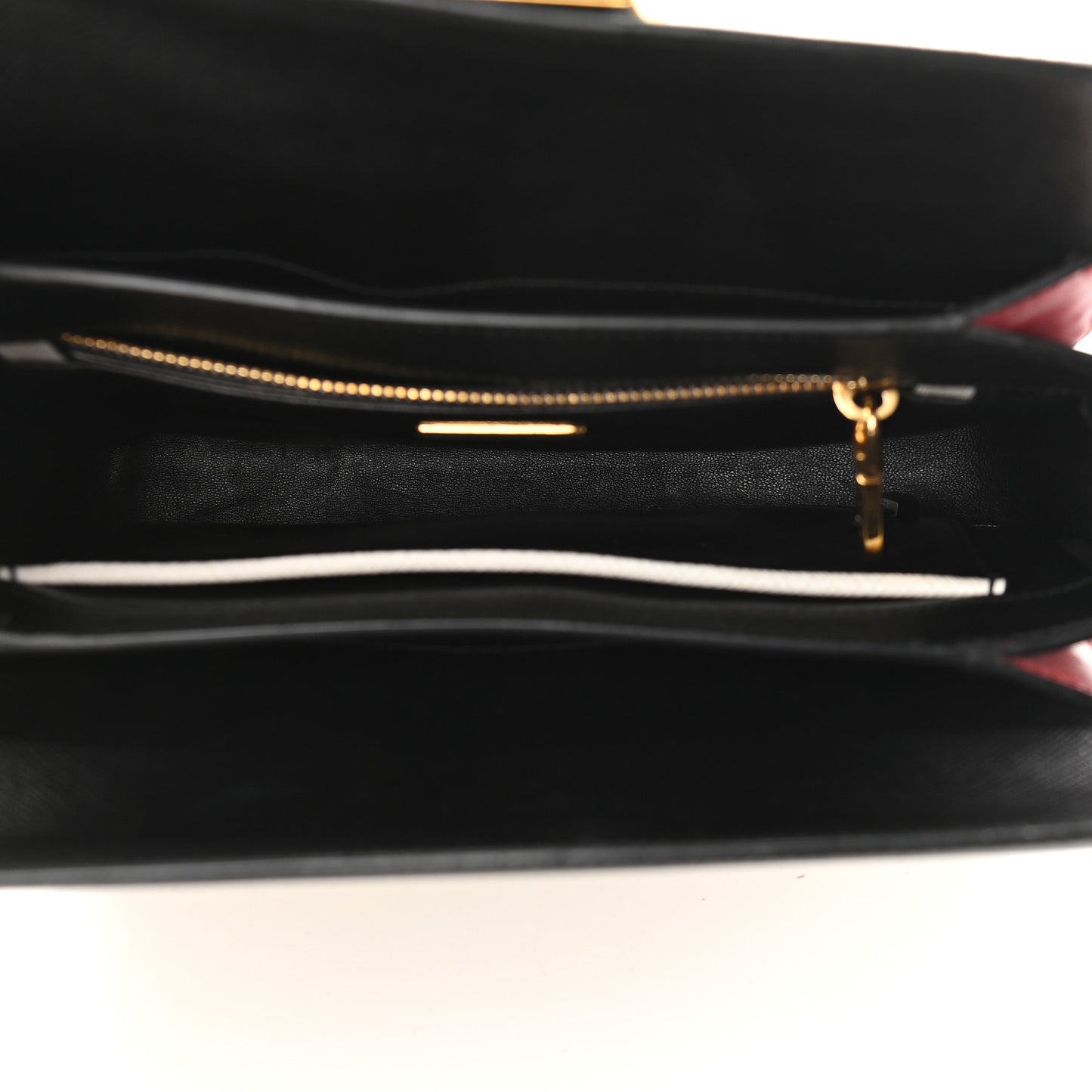 Saffiano Bi-Color Top Handle Bag White Black