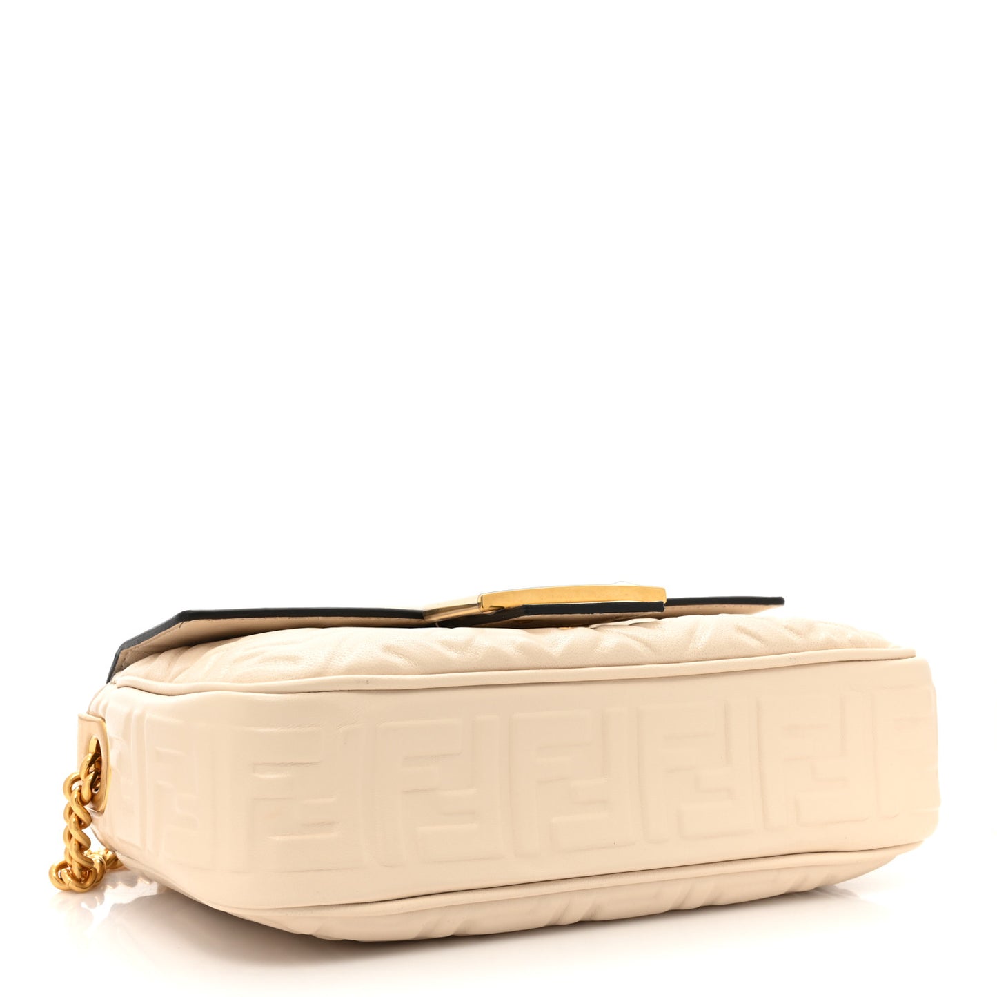 Nappa Small FF Embossed Midi Chain Baguette Poudre