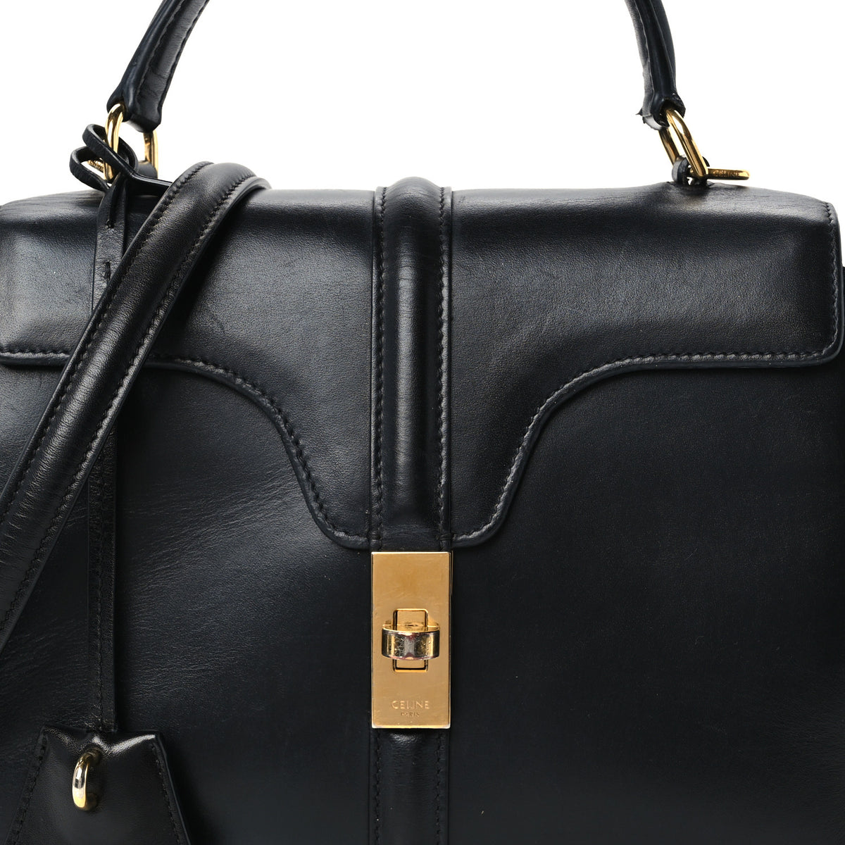 Celine Satinated Calfskin Small 16 Top Handle Bag Black 9 of 11