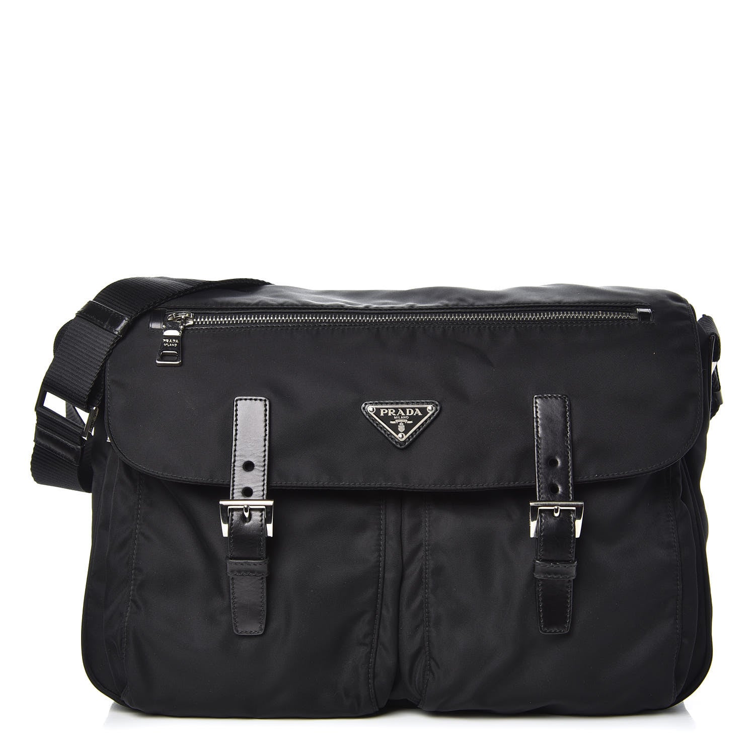Prada Tessuto Nylon Messenger Bag Black 1 of 12