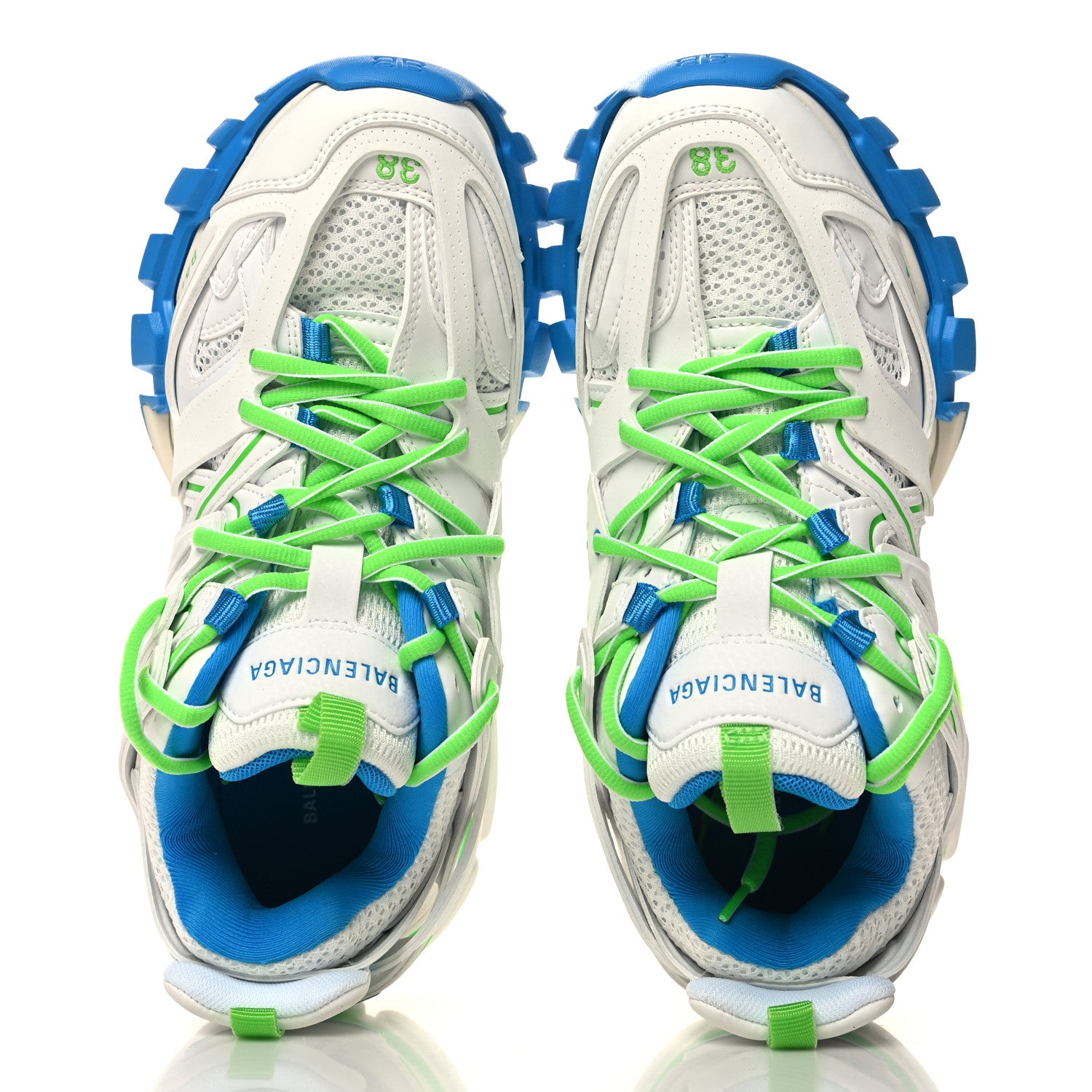 Balenciaga Mesh Rubber Womens Track Sneakers 38 White Green Blue 2 of 8