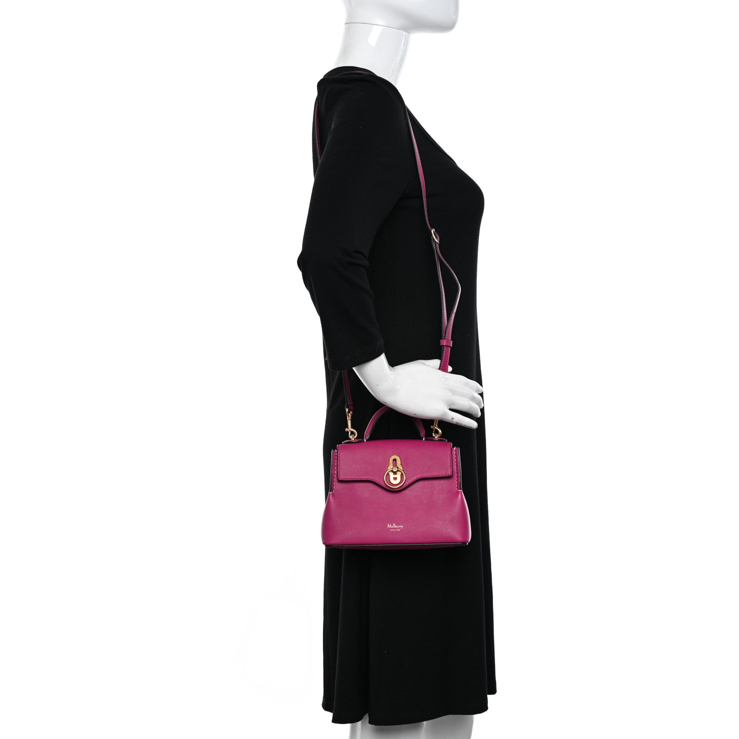 Mulberry Small Classic Grain Calfskin Micro Seaton Pink 2 of 9