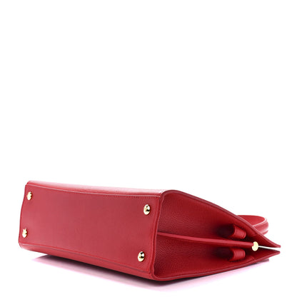 Burberry Grainy Calfskin Small Two Handle Title Bag Red 11 of 13