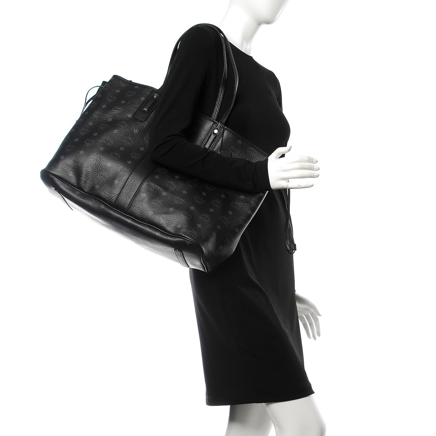 MCM Visetos Large Liz Reversible Shopper Tote Black 2 of 9