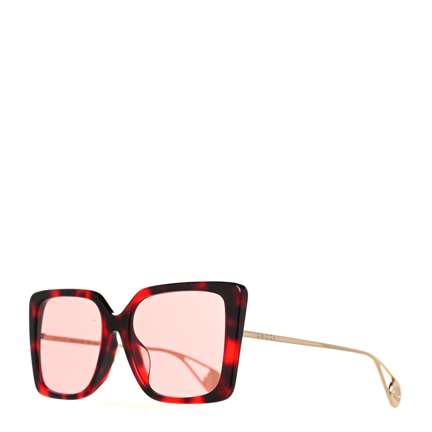 Acetate Oversize Square Frame GG0435S Sunglasses Red Havana