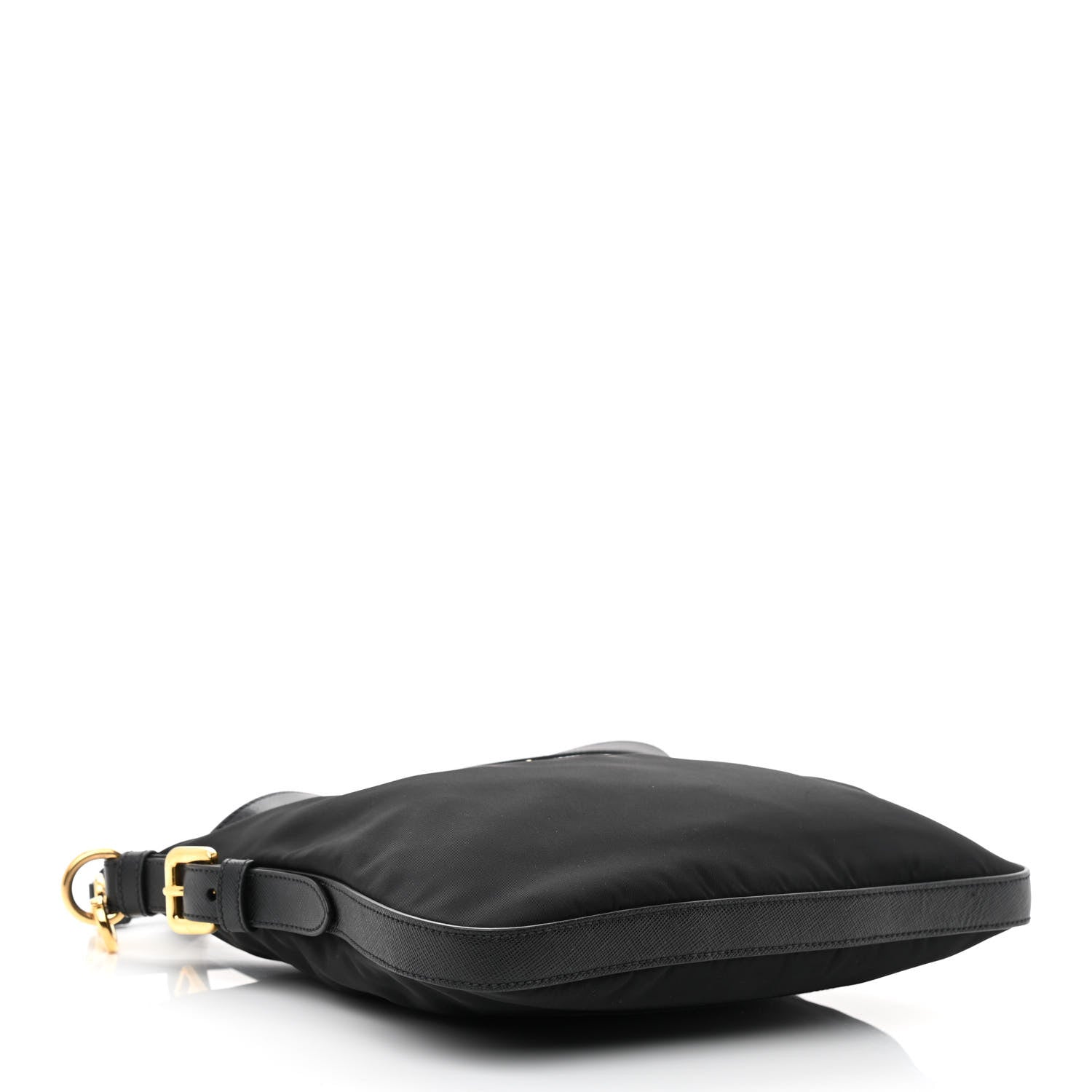 Prada Tessuto Nylon Calfskin Hobo Black 3 of 9