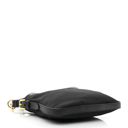 Prada Tessuto Nylon Calfskin Hobo Black 3 of 9