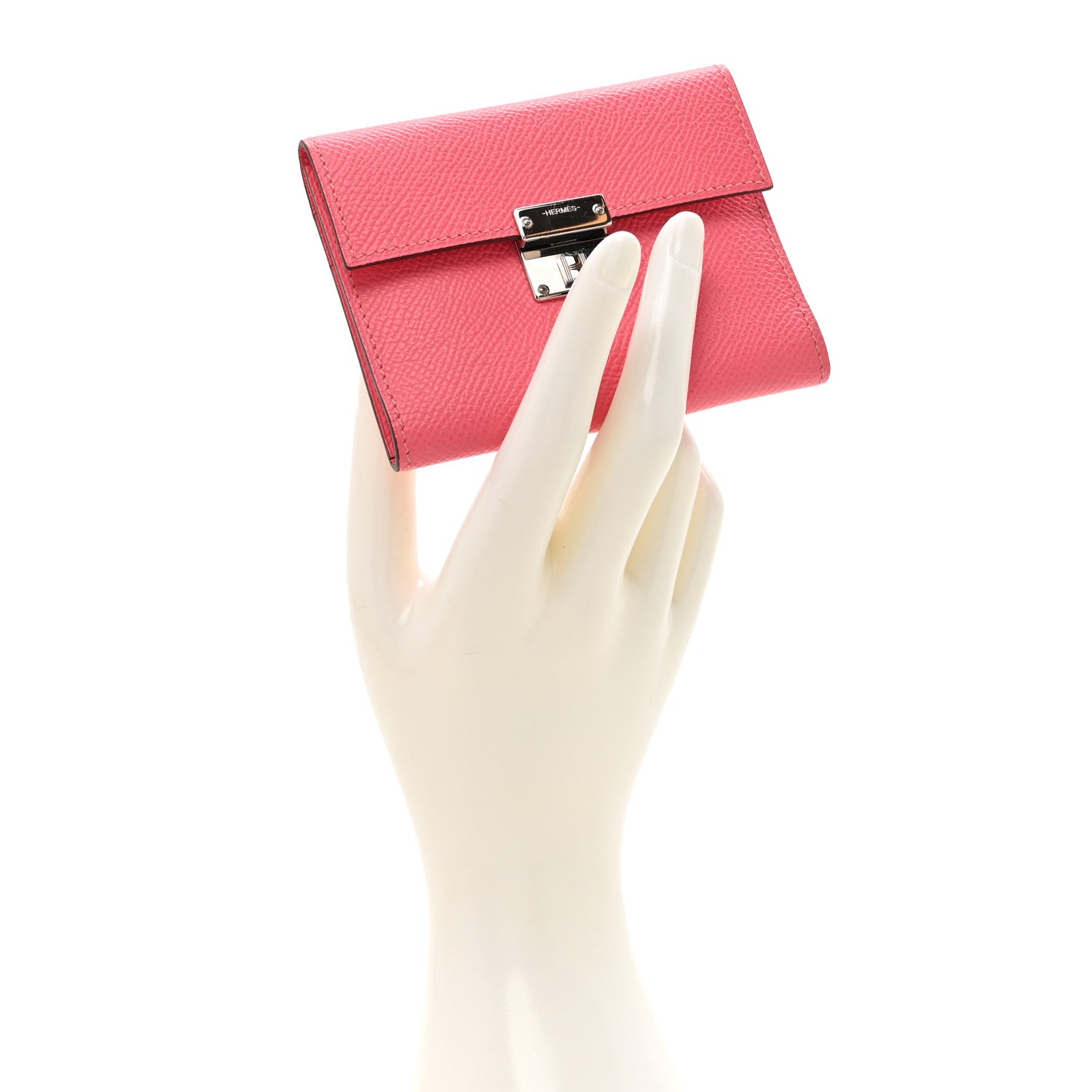 Hermes Epsom Mini Clic Card Holder Rose Azalee 2 of 11