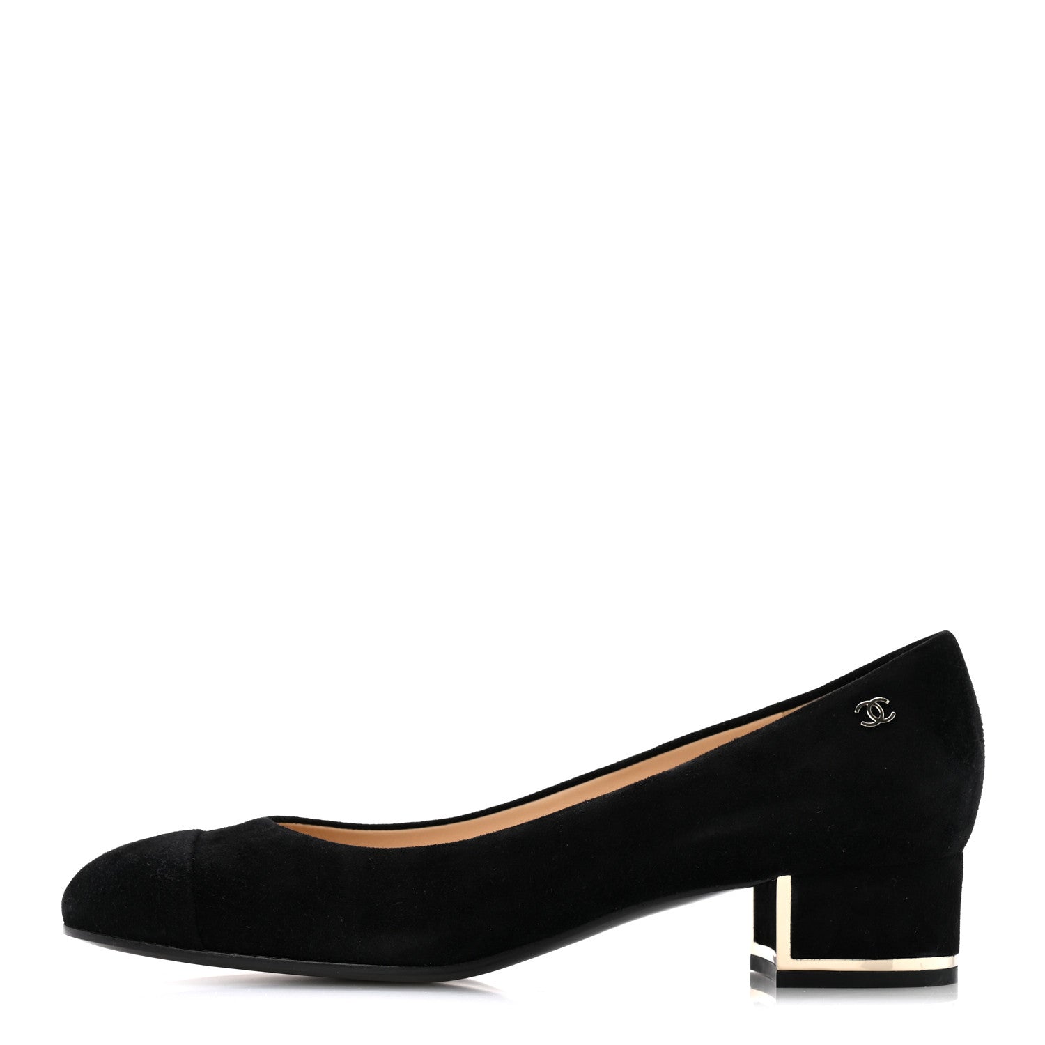 Chanel Suede CC Cap Toe Pumps 38 Black 1 of 10