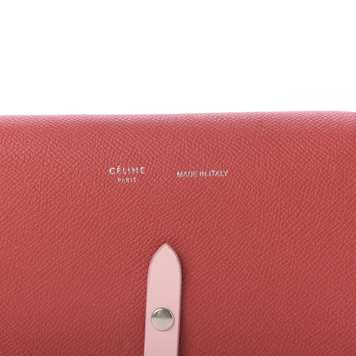 Celine Grained Shiny Calfskin Strap Clutch Scarlet 8 of 11