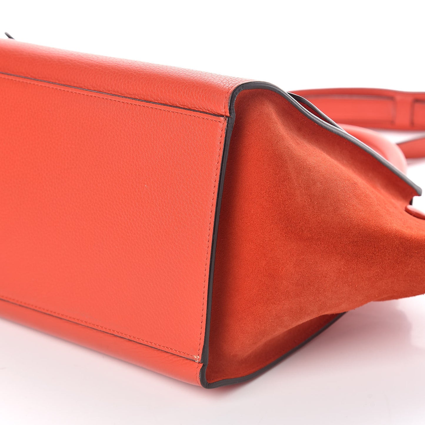 Drummed Calfskin Suede Small Trapeze Vermillion