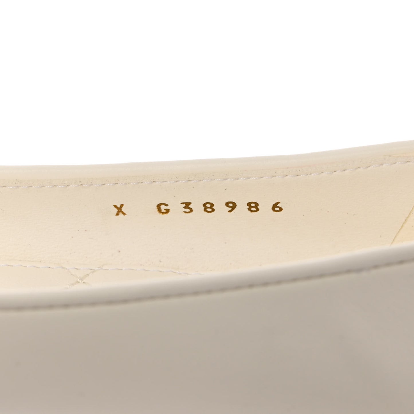 Lambskin Patent Calfskin Cap Toe Ankle Chain Ballerina Flats 38 White Black