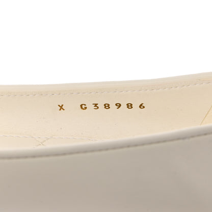 Chanel Lambskin Patent Calfskin Cap Toe Ankle Chain Ballerina Flats 38 White Black 6 of 10