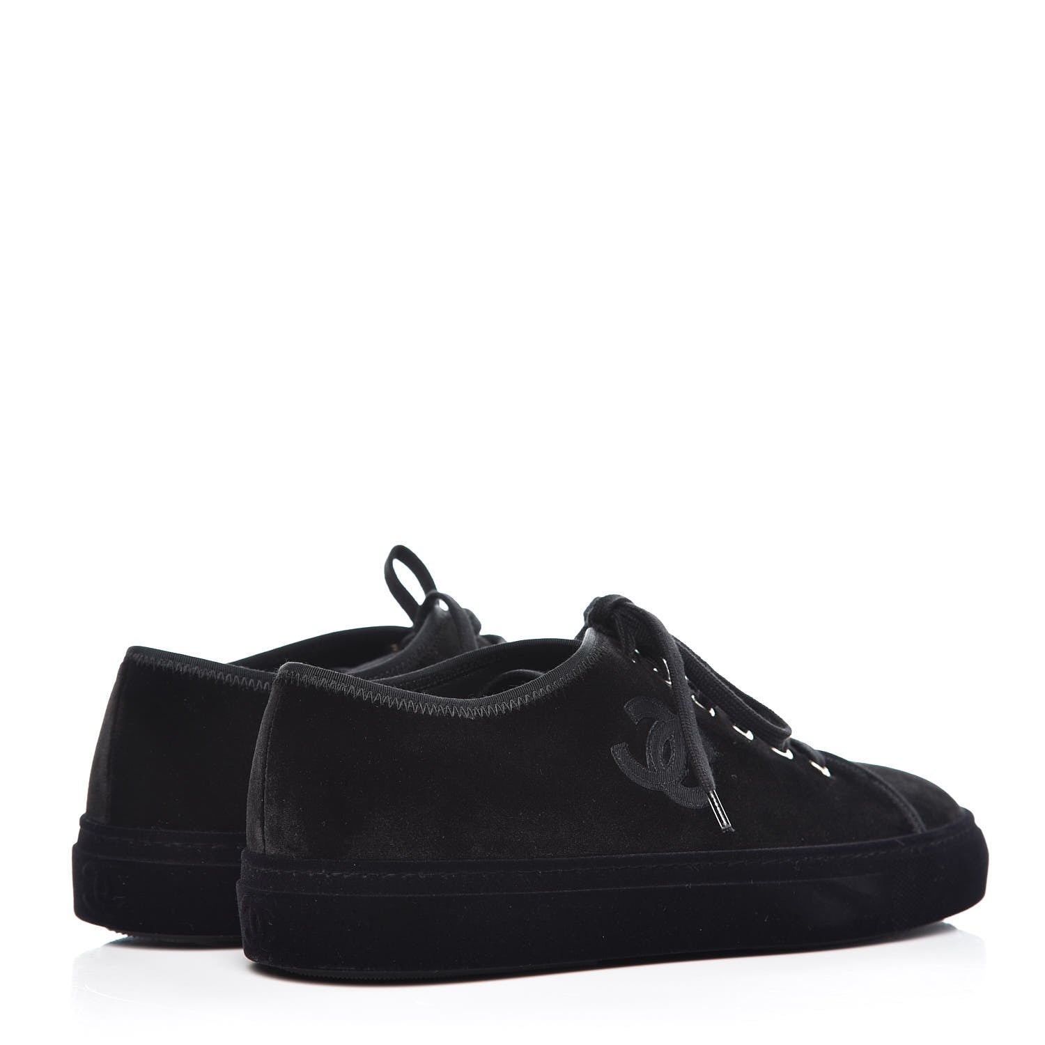 Chanel Velvet Womens CC Sneakers 40 Black 4 of 9