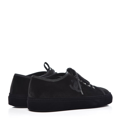 Chanel Velvet Womens CC Sneakers 40 Black 4 of 9