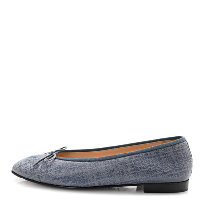 Chanel Iridescent Calfskin Cap Toe CC Ballerina Flats 40 Blue 1 of 9