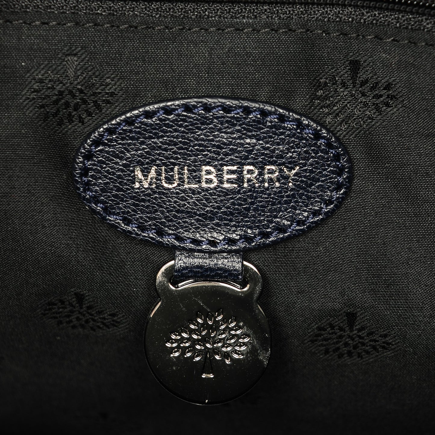 Glossy Goatskin Medium Del Rey Satchel Midnight Blue