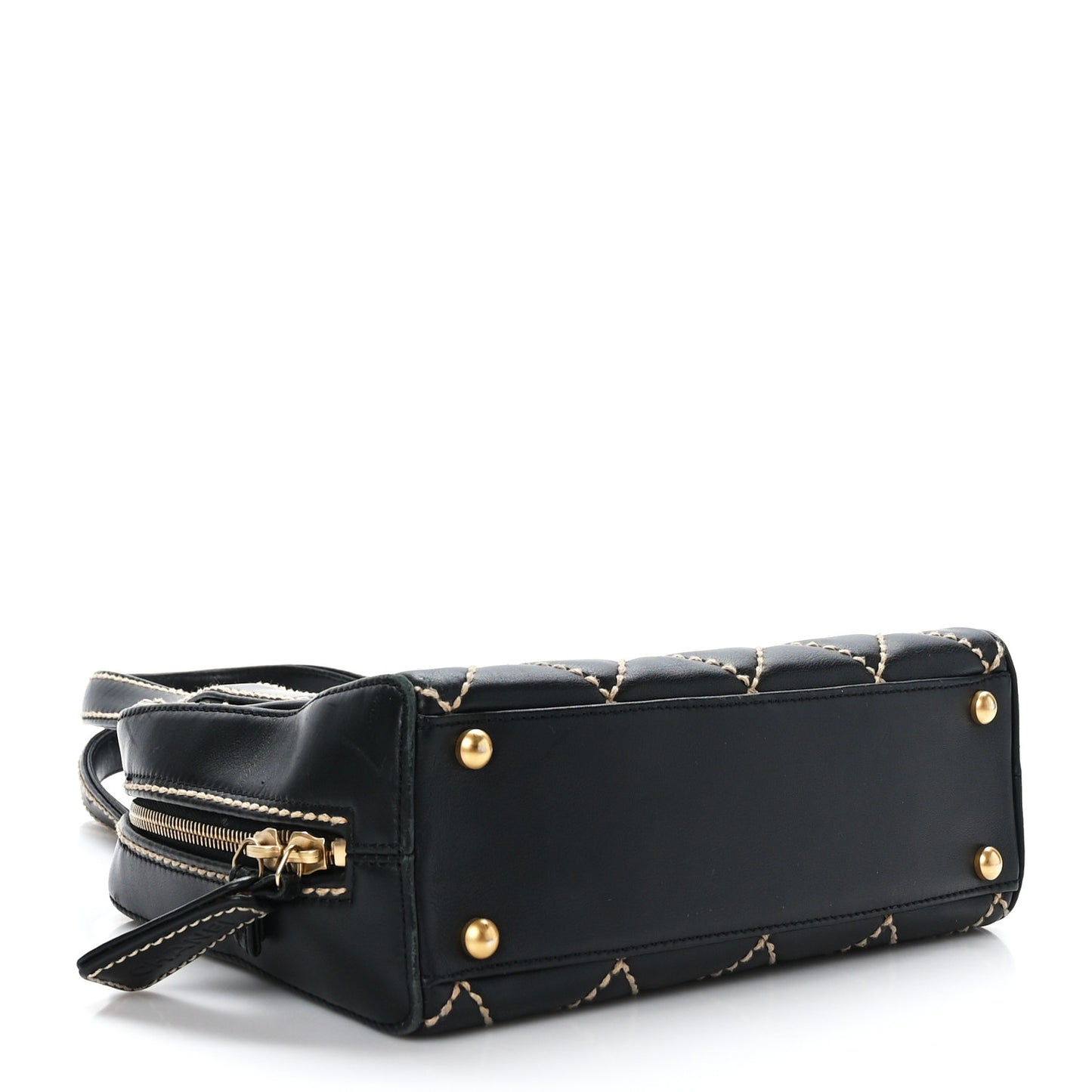 Calfskin Contrast Stitch Surpique Bowler Black