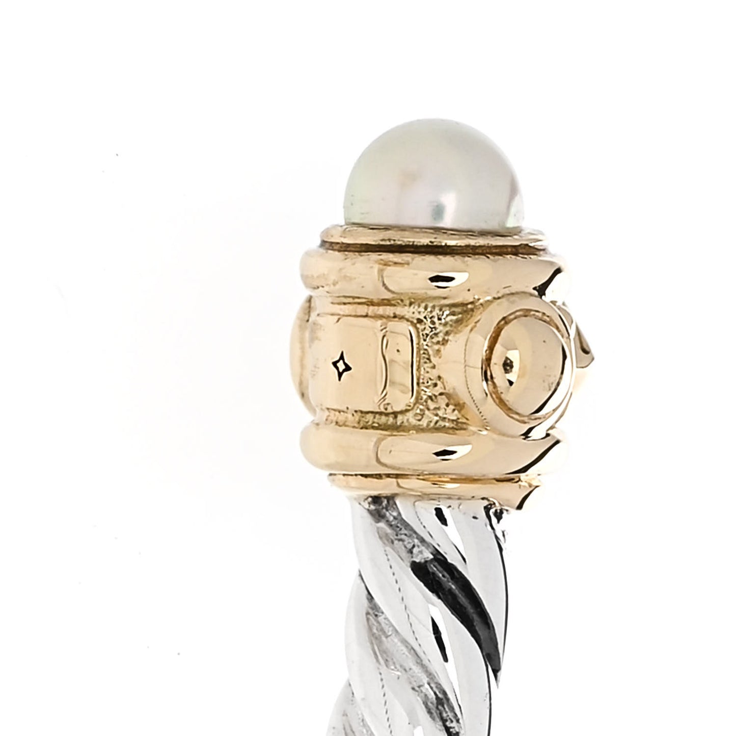 Sterling Silver 14K Yellow Gold Diamond Pearl Renaissance Ring 52 6