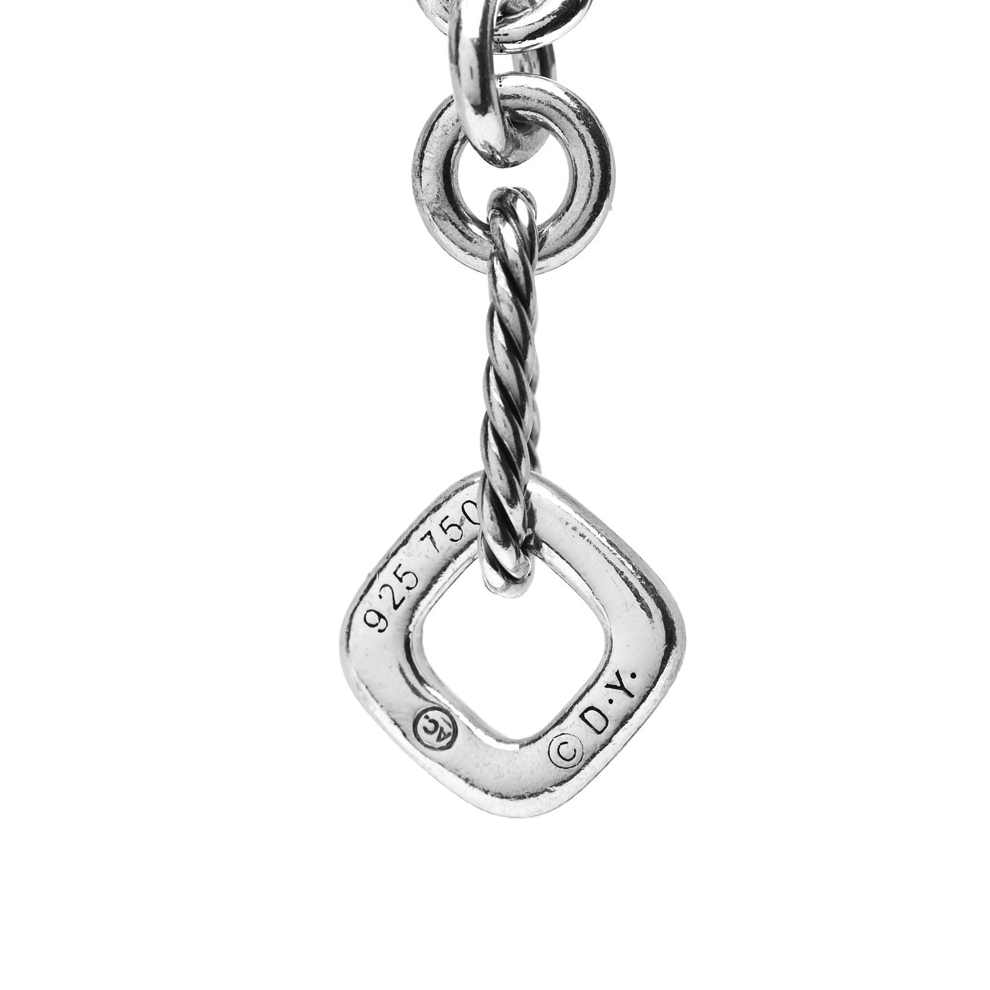 Sterling Silver 18K Yellow Gold Cable Heart Charm Bracelet