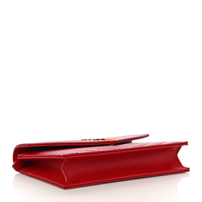 Saint Laurent Grain De Poudre Matelasse Chevron Monogram Envelope Chain Wallet Eros Rouge 4 of 11