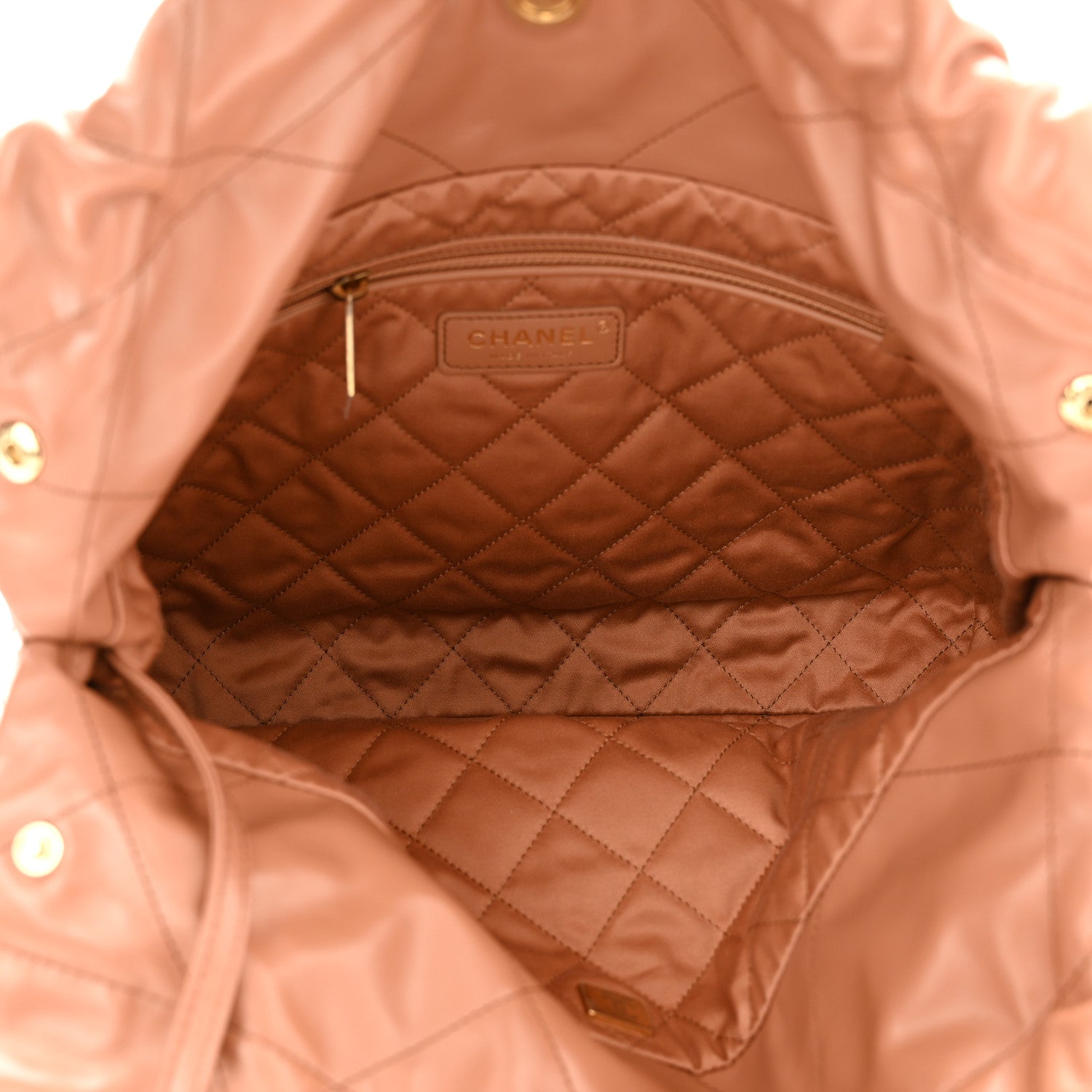 Chanel Shiny Calfskin Quilted Small Chanel 22 Camel 6 of 11
