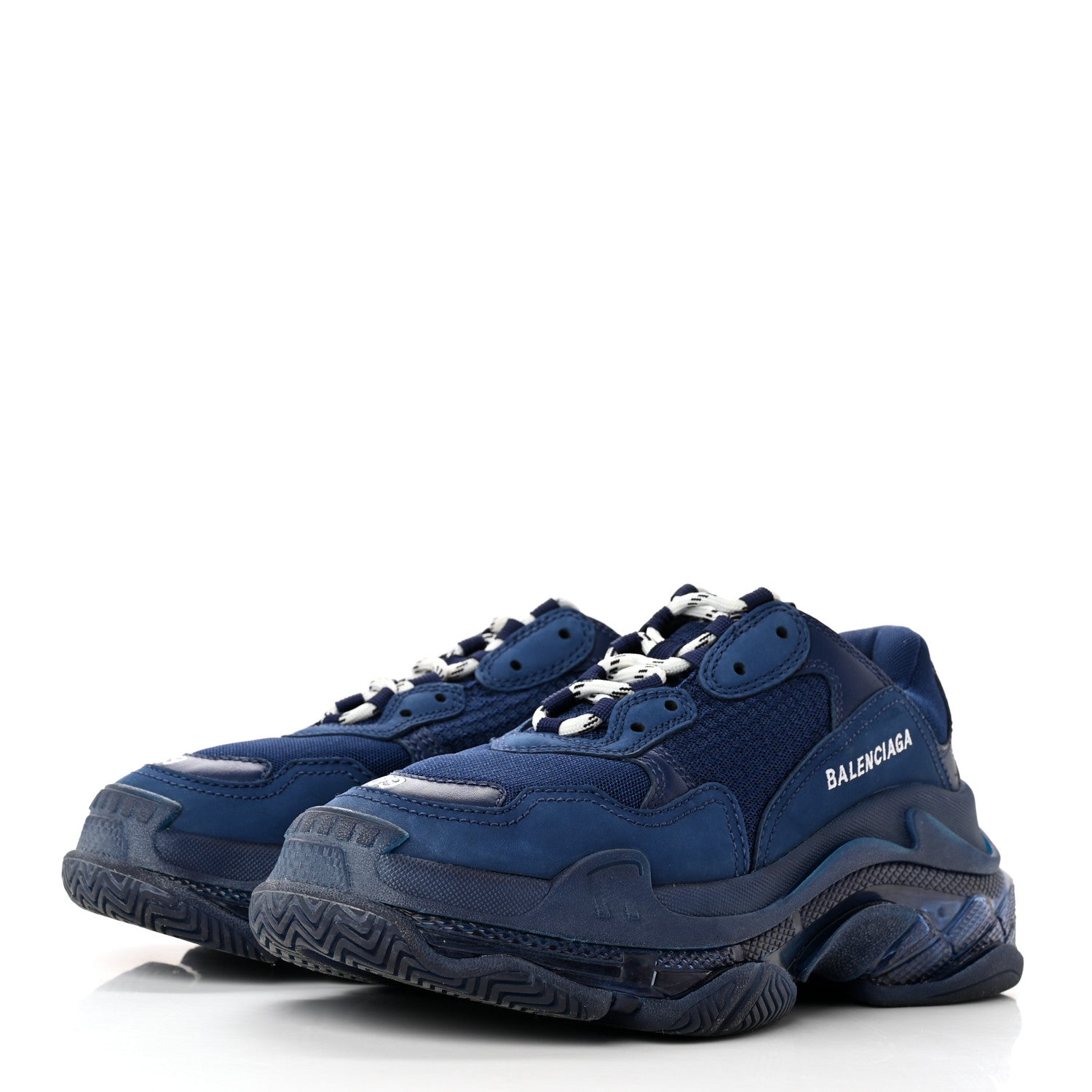 Balenciaga Fabric Mesh Washed Effect Womens Triple S Sneakers 39 Blue 3 of 13