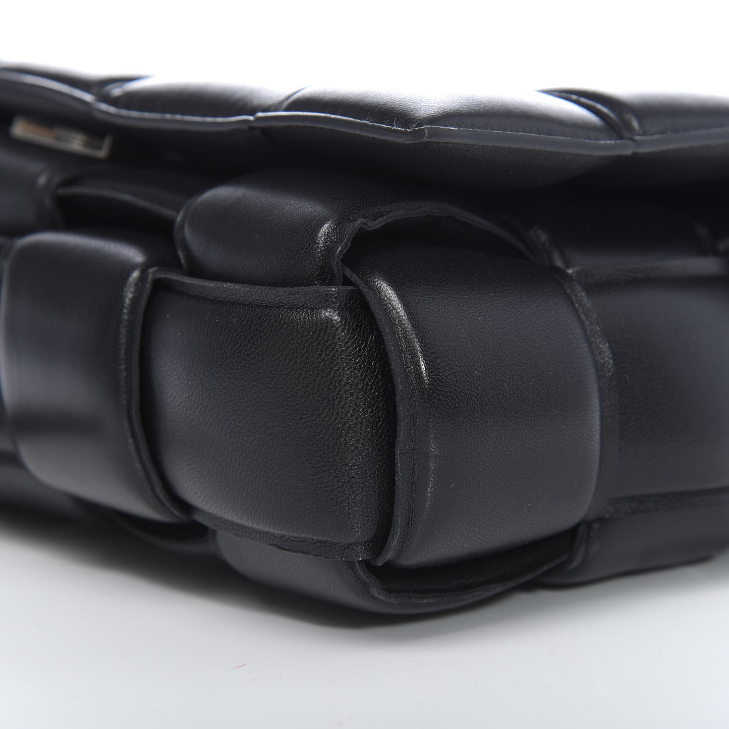 Nappa Maxi Intreccio Padded Cassette Crossbody Bag Black