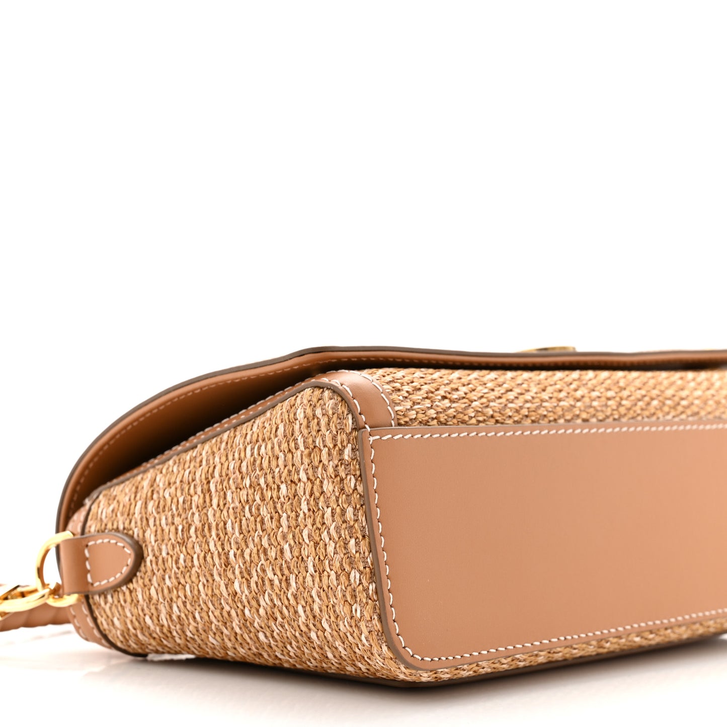 Raffia Calfskin TB Note Crossbody Bag Natural