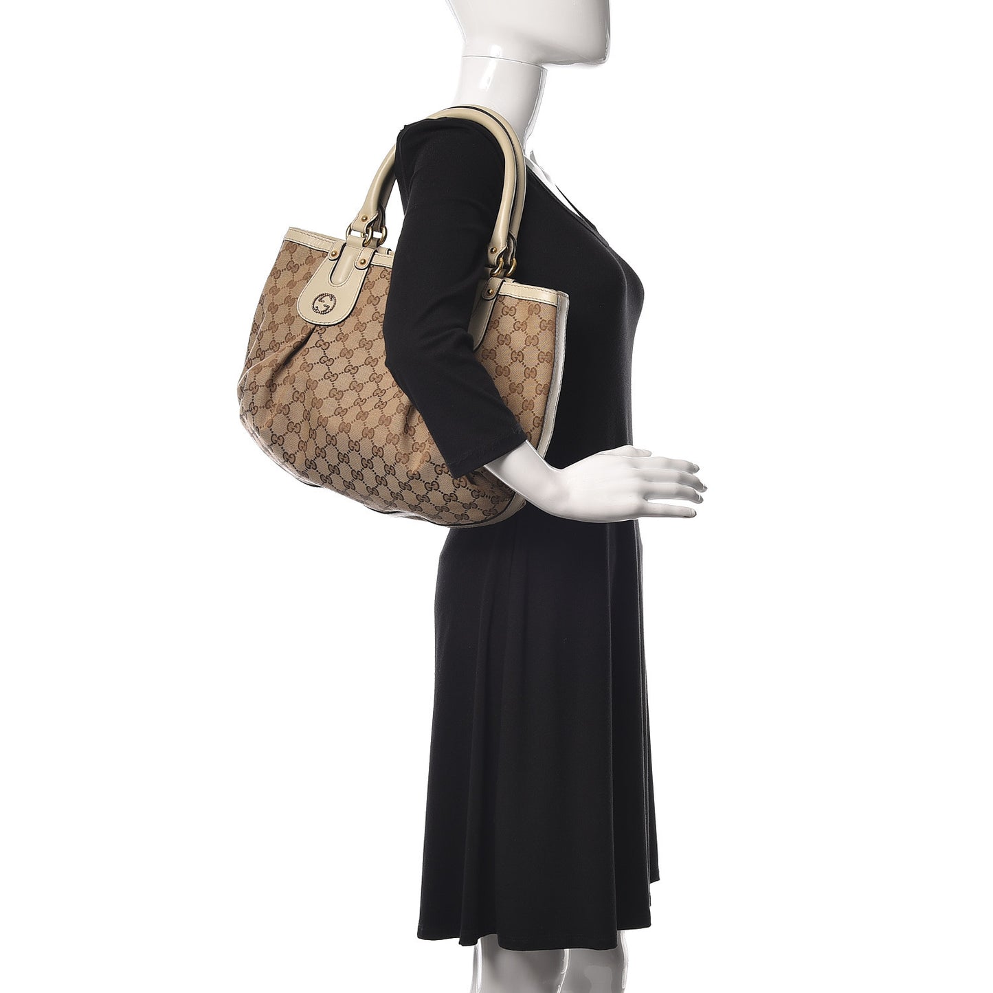 Monogram Medium Scarlett Studded Tote Off White