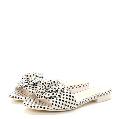 Chanel Calfskin Printed Camellia CC Slides 36 Ivory Black 4 of 10