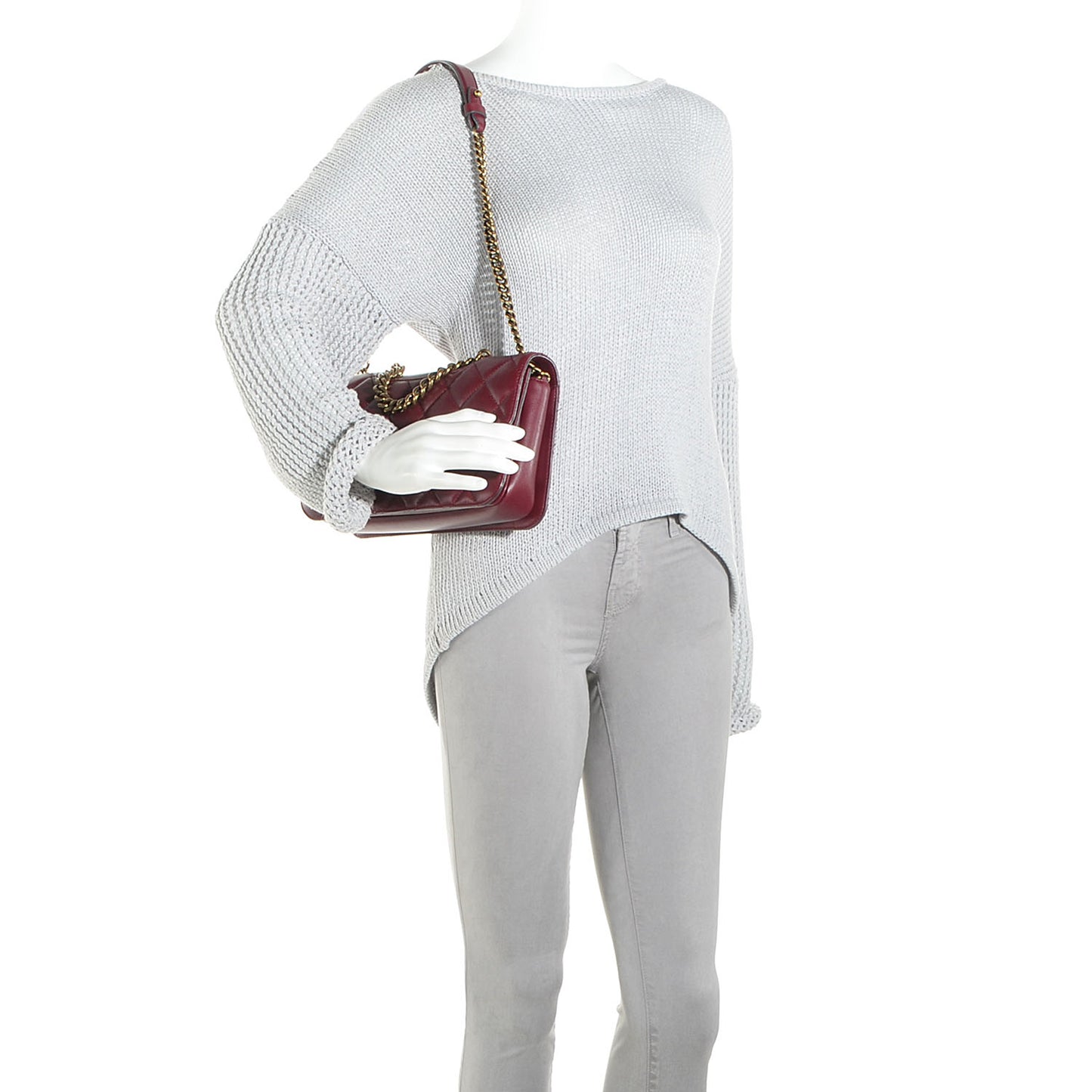Calfskin Perfect Edge Medium Flap Burgundy