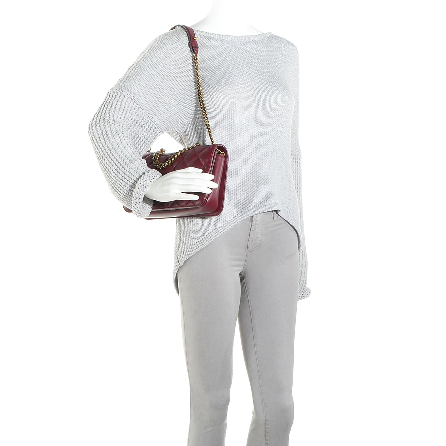 Chanel Calfskin Perfect Edge Medium Flap Burgundy 2 of 9