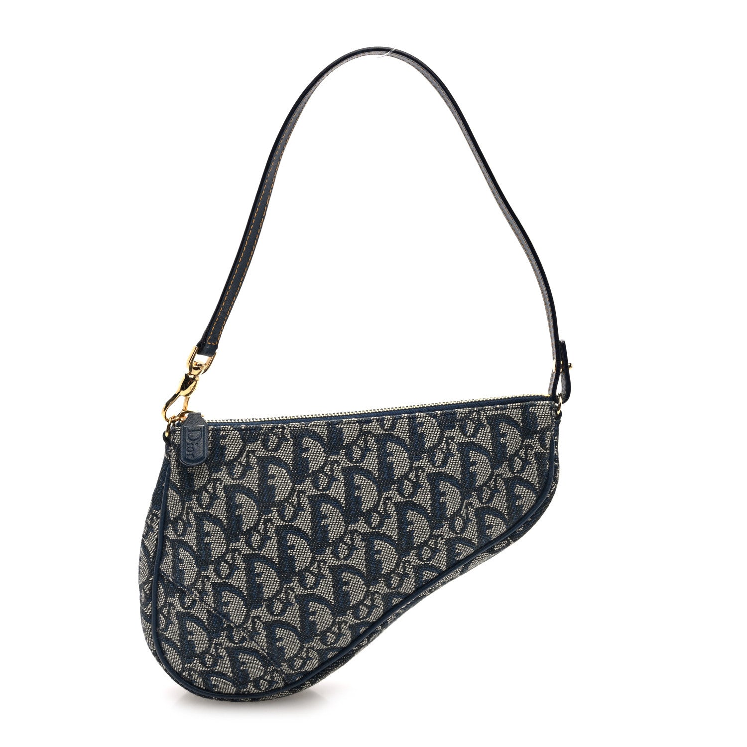 Christian Dior Monogram Mini Saddle Pochette Navy 1 of 11