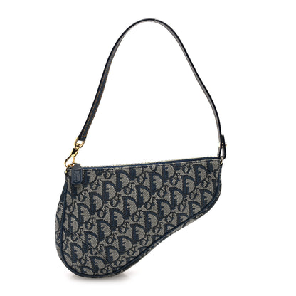 Christian Dior Monogram Mini Saddle Pochette Navy 1 of 11