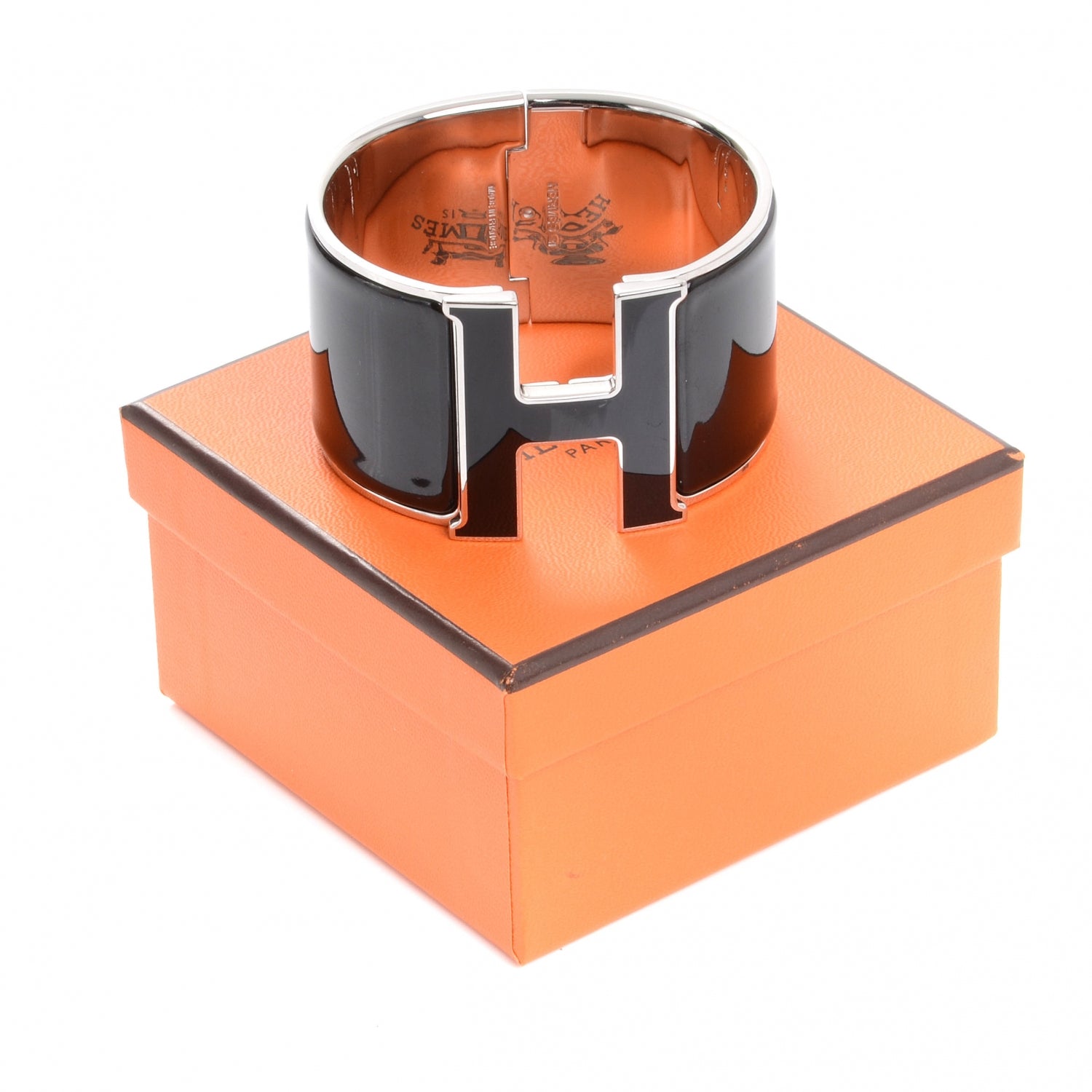 Hermes Enamel Extra Wide Clic Clac H Bracelet PM Black 3 of 8