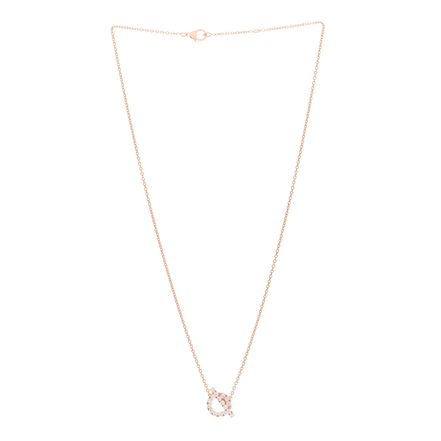 Hermes 18K Rose Gold Diamond Finesse Pendant Necklace 3 of 5