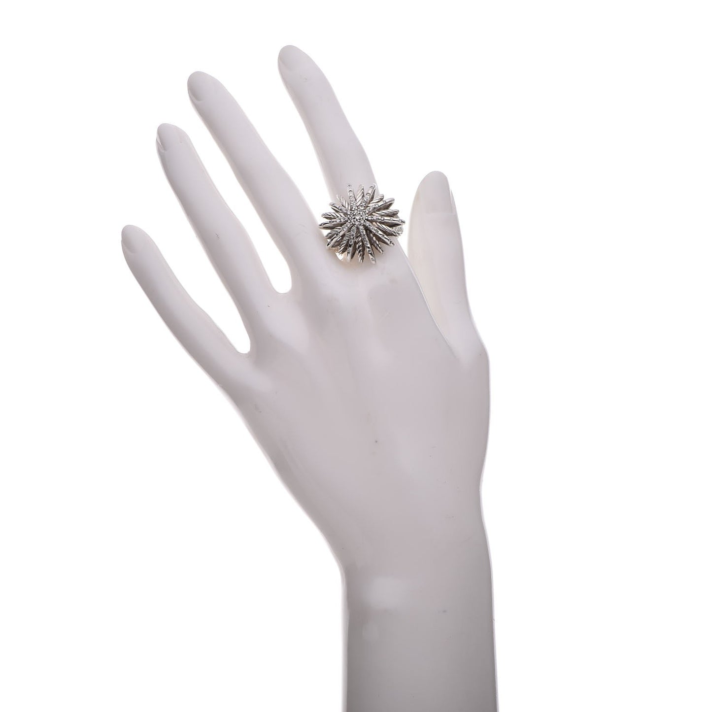 Sterling Silver Diamond 25mm Starburst Ring 54 7