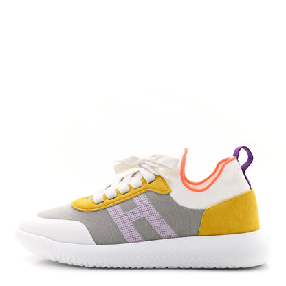 Hermes Knit Suede Goatskin Womens Crew Sneakers 38.5 Multicolor Gris 1 of 7