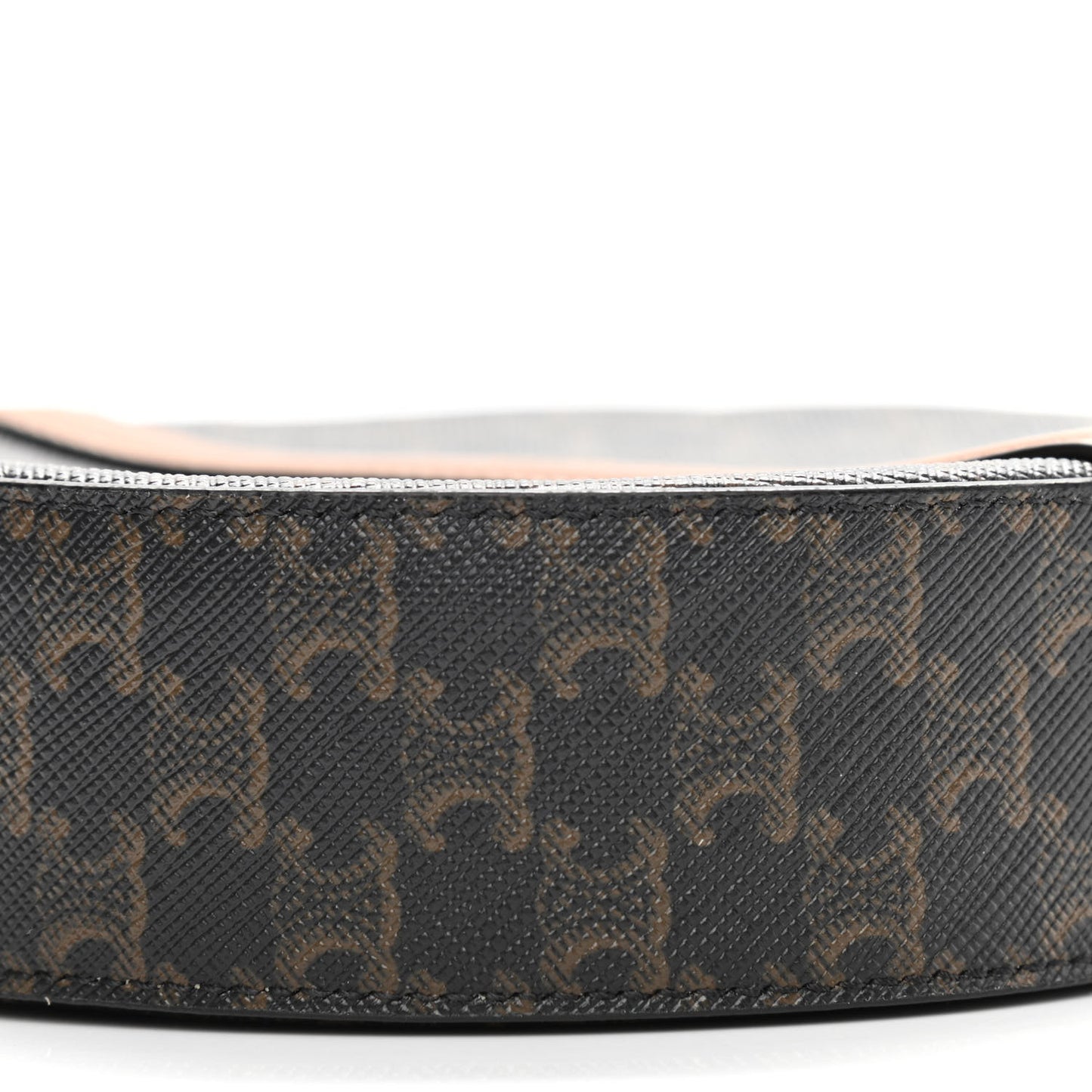 Lambskin Triomphe Canvas Round Purse On Strap Black Tan